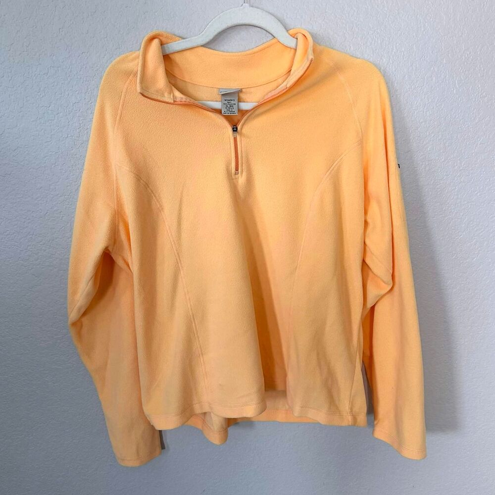L.L. Bean Fleece Pullover Jacket Women's XL Butter Yellow Quarter Zip Gorpcore - Picture 2 of 7